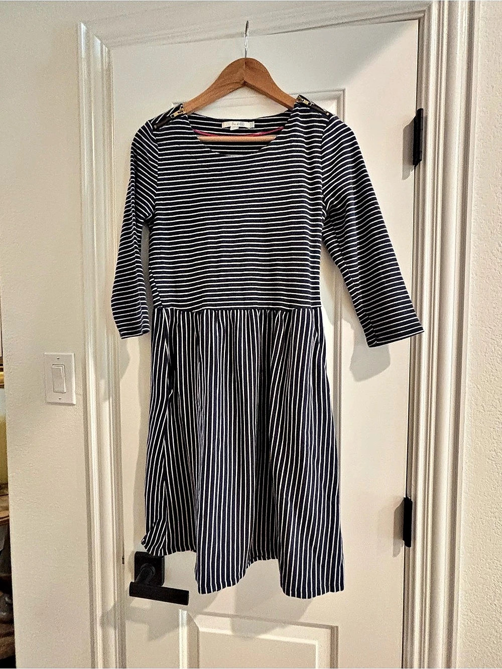Boden Janie navy Striped Mini cotton Dress